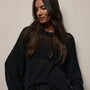 Cotton Linen Open Knit Crew in Black | James Perse Los Angeles