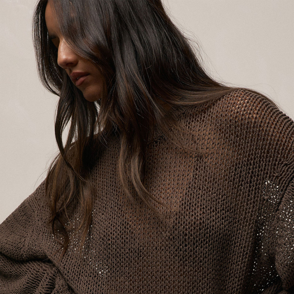 Cotton Linen Open Knit Crew in Storm | James Perse Los Angeles