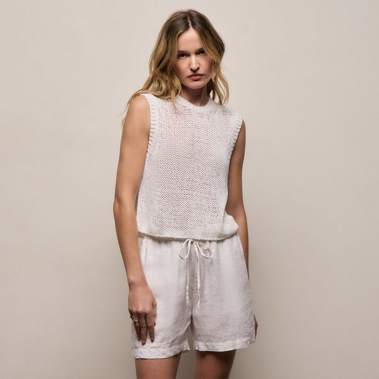 Cotton Linen Sweater Tank In Off White | James Perse Los Angeles