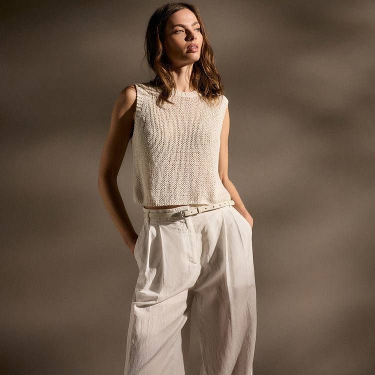 Cotton Linen Sweater Tank In Off White | James Perse Los Angeles