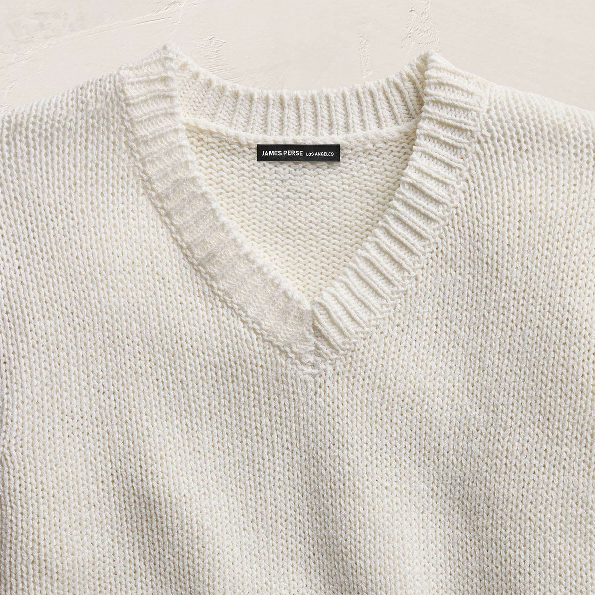 Cotton Linen V Neck Boxy Sweater In Off White | James Perse Los Angeles