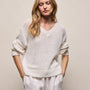 Cotton Linen V Neck Boxy Sweater in Off White | James Perse Los Angeles