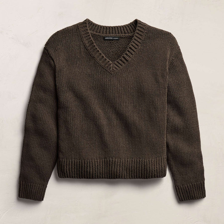 Cotton Linen V Neck Boxy Sweater In Storm | James Perse Los Angeles
