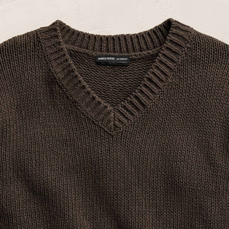 Cotton Linen V Neck Boxy Sweater In Storm | James Perse Los Angeles