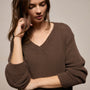 Cotton Linen V Neck Boxy Sweater In Storm | James Perse Los Angeles