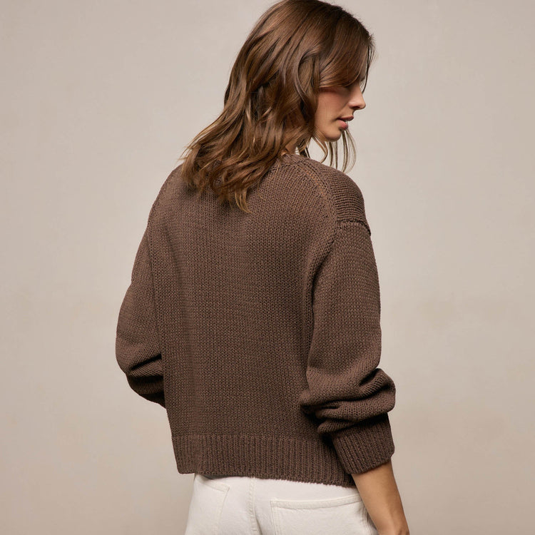 Cotton Linen V Neck Boxy Sweater In Storm | James Perse Los Angeles