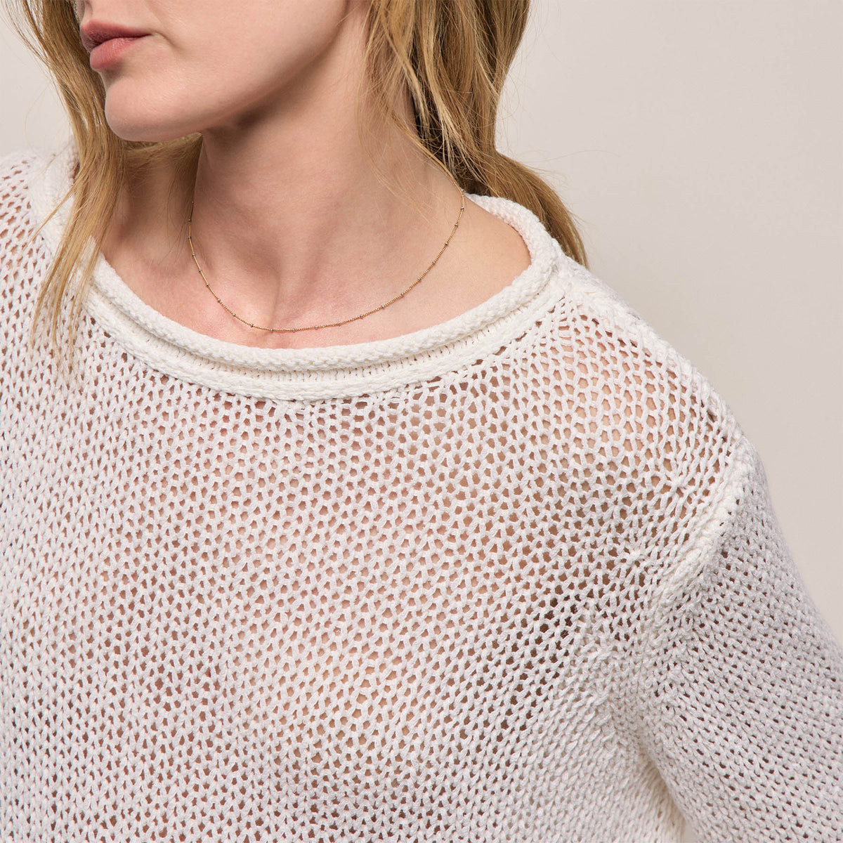 Cotton Linen Pullover Sweater In Off White | James Perse Los Angeles