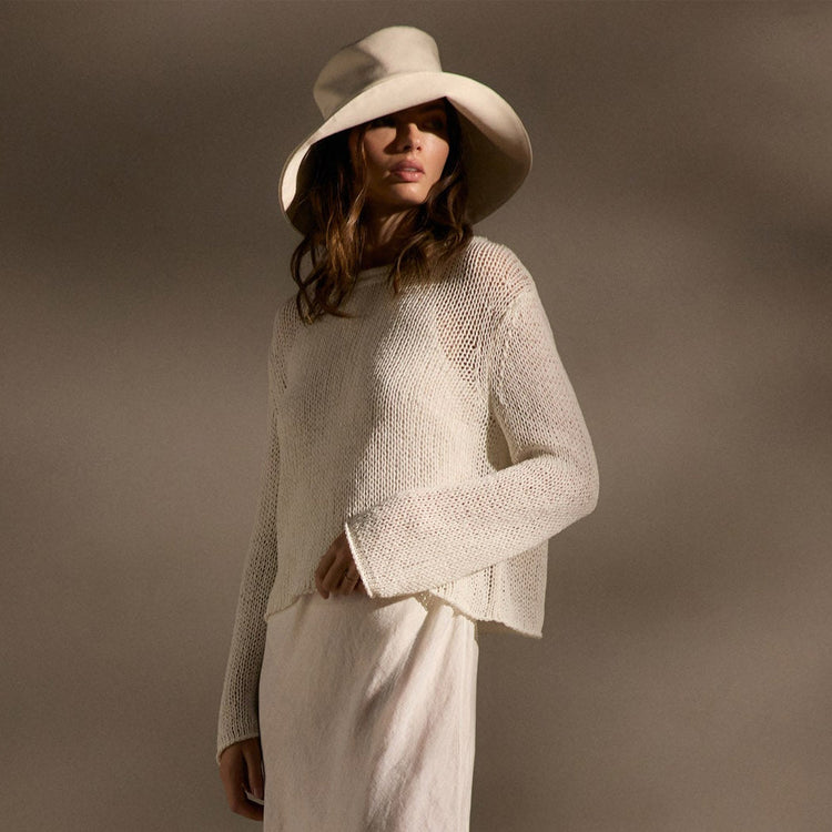 Cotton Linen Pullover Sweater In Off White | James Perse Los Angeles