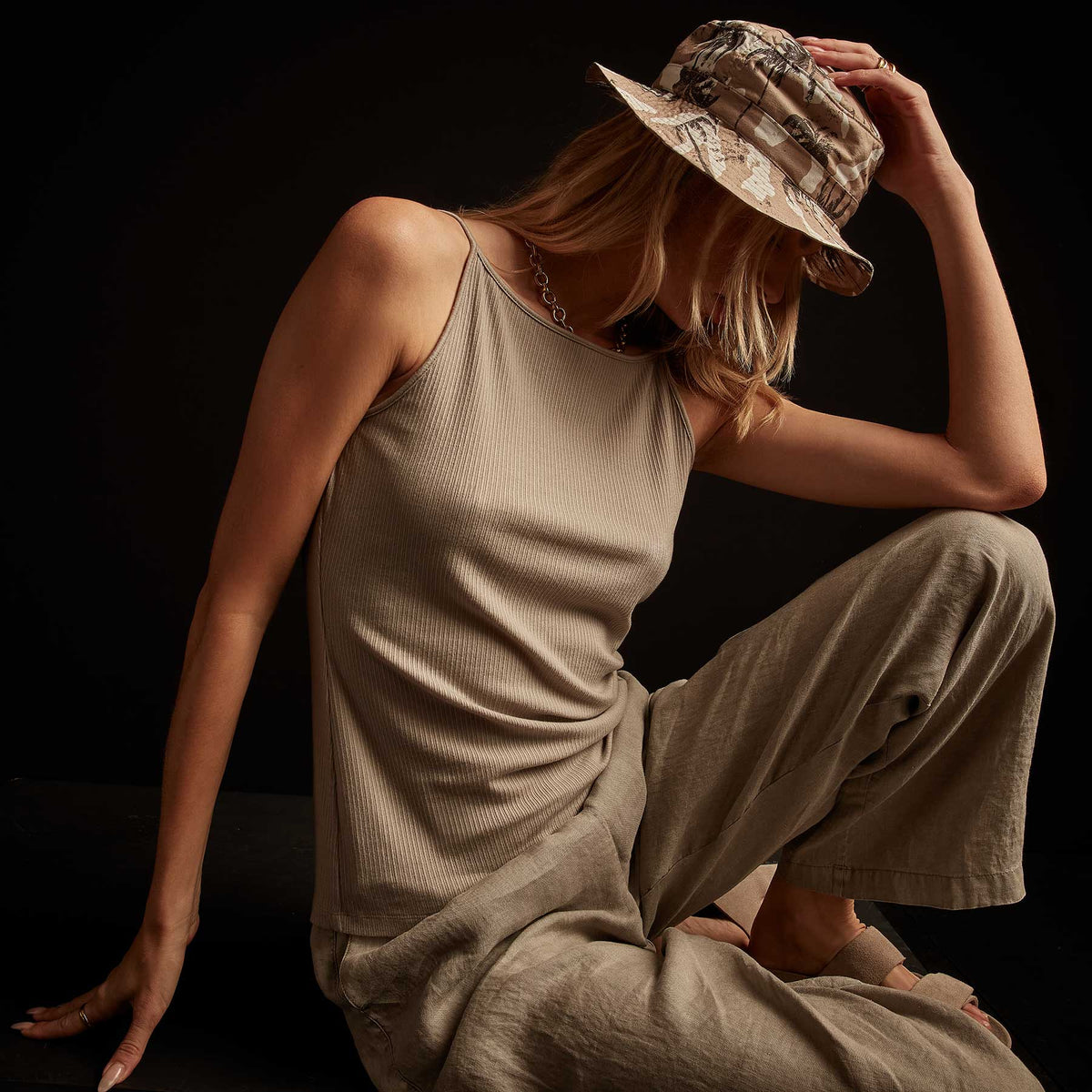 Tencel Cashmere Ribbed Tank - Mineral | James Perse Los Angeles