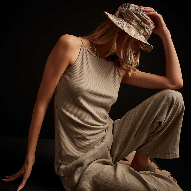 Tencel Cashmere Ribbed Tank - Mineral | James Perse Los Angeles