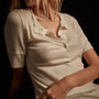 Tencel Cashmere Rib Henley - Off White | James Perse Los Angeles