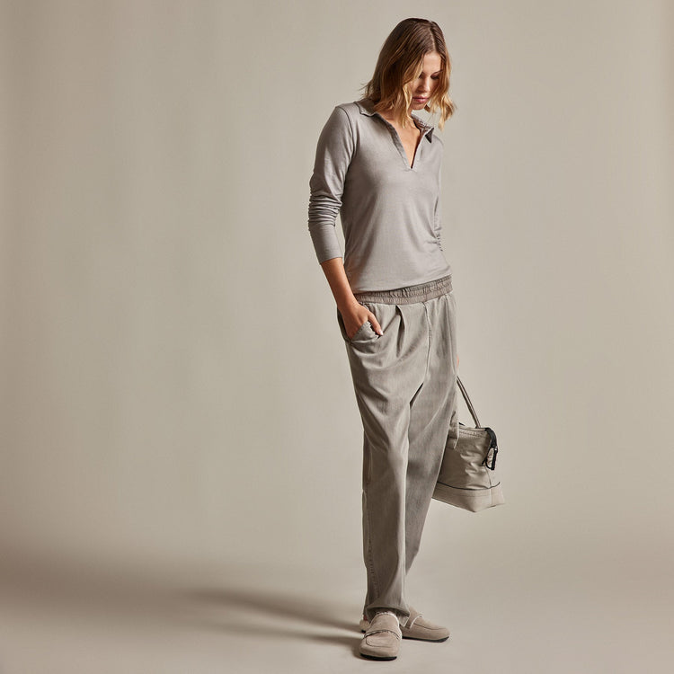 Tencel Cashmere Open Polo in Dapple | James Perse Los Angeles