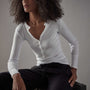 Tubular Fine Rib Henley Top - White | James Perse Los Angeles