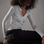 Tubular Fine Rib Henley Top - White | James Perse Los Angeles