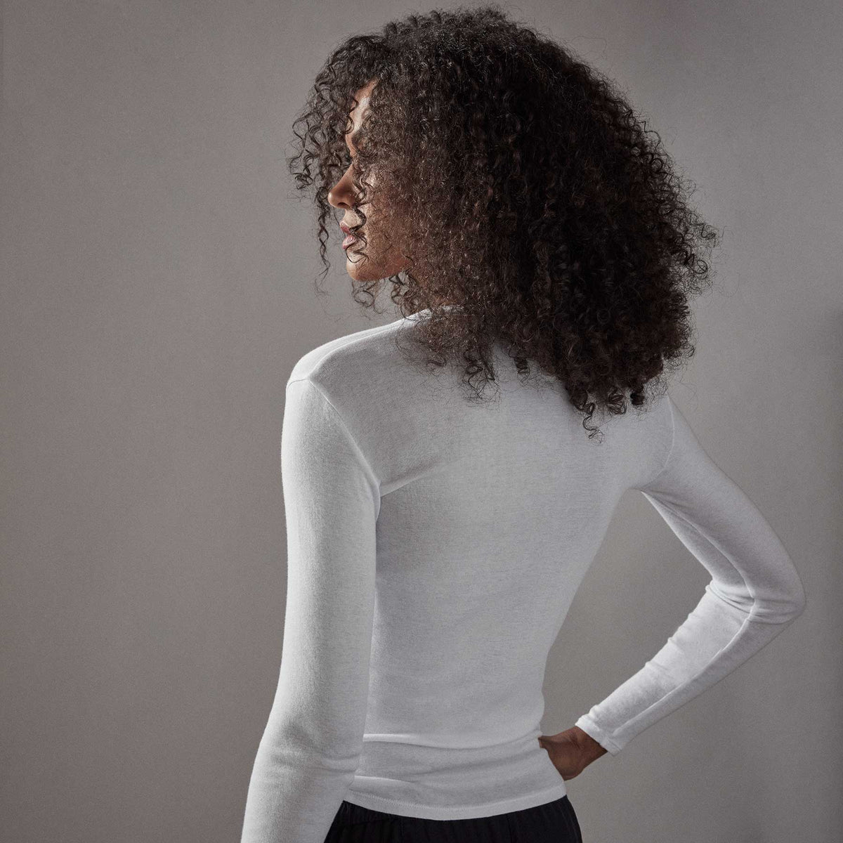Tubular Fine Rib Henley Top - White | James Perse Los Angeles