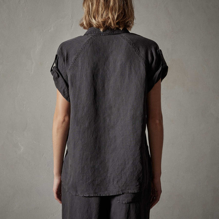 Cortez Linen Shirt  in Magma Pigment | James Perse Los Angeles