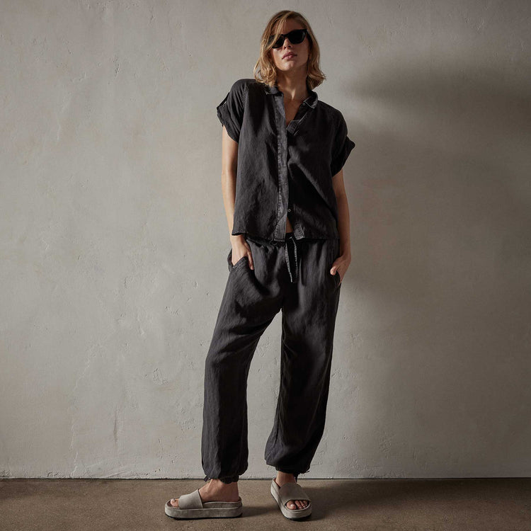 Cortez Linen Shirt  in Magma Pigment | James Perse Los Angeles