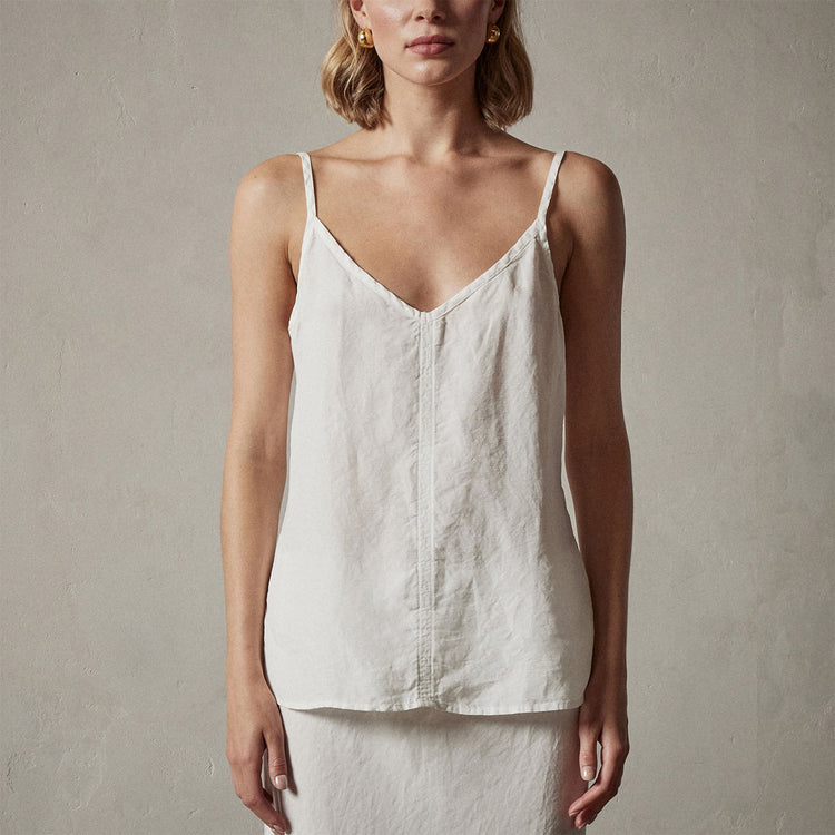 Surfside Linen Cami in Everest White Pigment | James Perse Los Angeles