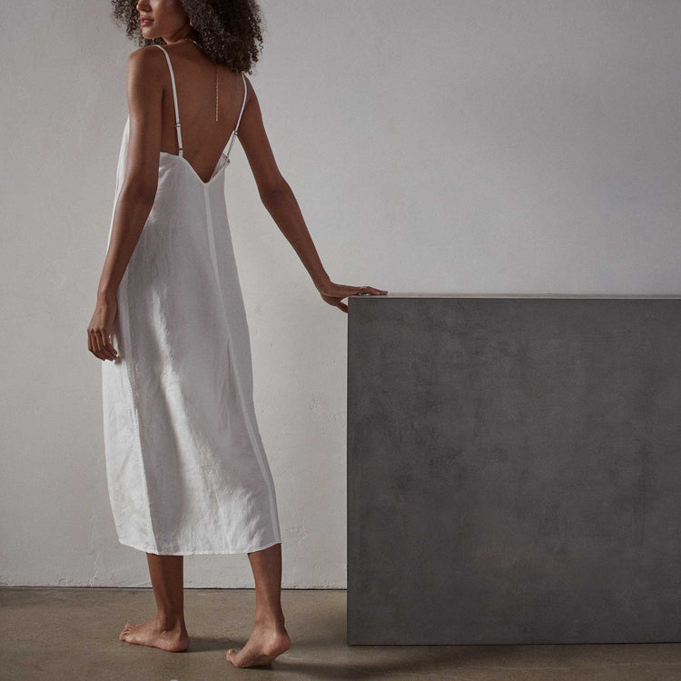 V Neck Slip Dress - Everest White Pigment | James Perse Los Angeles