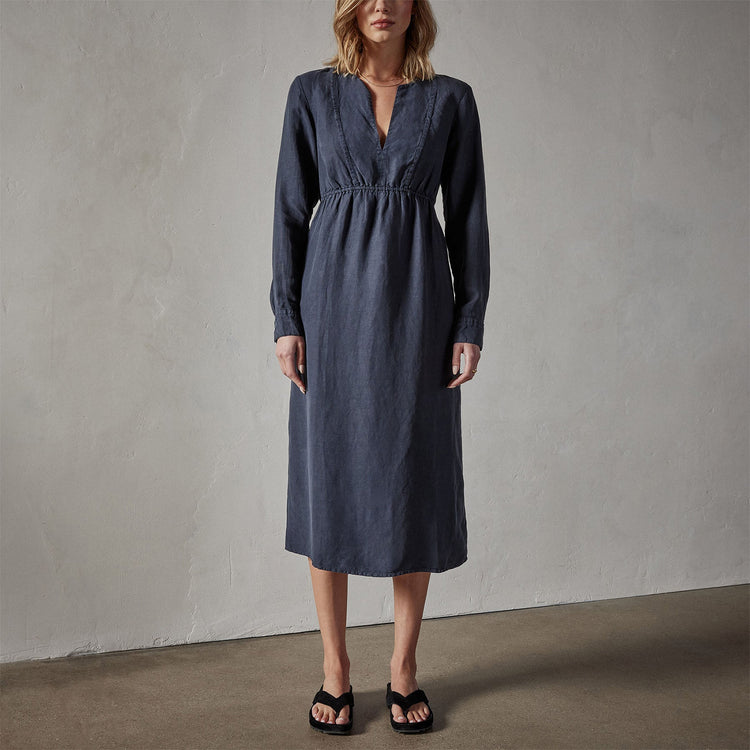 Empire Seam Open Front Dress in Blue Oil | James Perse Los Angeles 