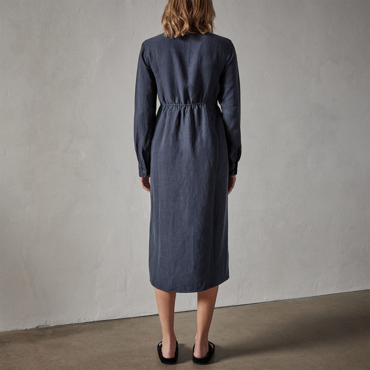 Empire Seam Open Front Dress in Blue Oil | James Perse Los Angeles 