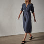 Empire Seam Open Front Dress in Blue Oil | James Perse Los Angeles 