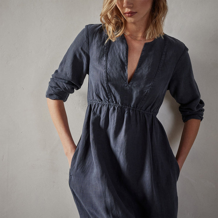 Empire Seam Open Front Dress in Blue Oil | James Perse Los Angeles 