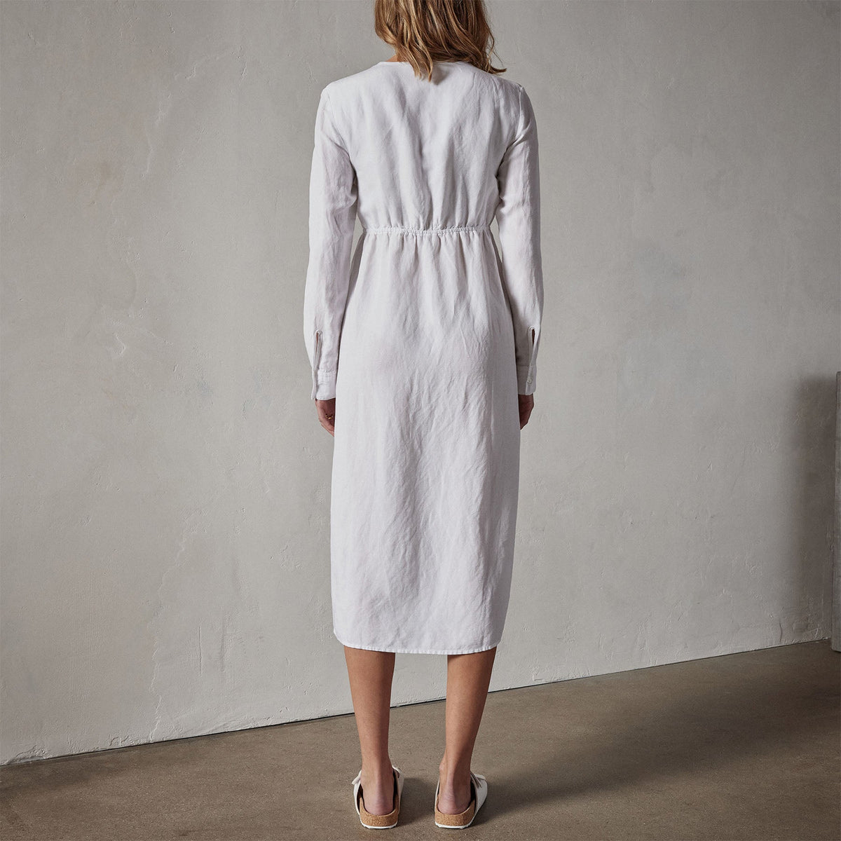 Empire Seam Open Front Dress in White | James Perse Los Angeles 