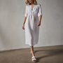 Empire Seam Open Front Dress in White | James Perse Los Angeles 