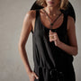 Tencel Linen Blend Romper in Black | James Perse Los Angeles