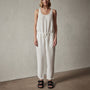 Sleeveless Linen Blend Jumpsuit in Everest White Pigment | James Perse Los Angeles