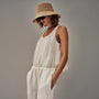 Sleeveless Linen Blend Jumpsuit in Everest White Pigment | James Perse Los Angeles