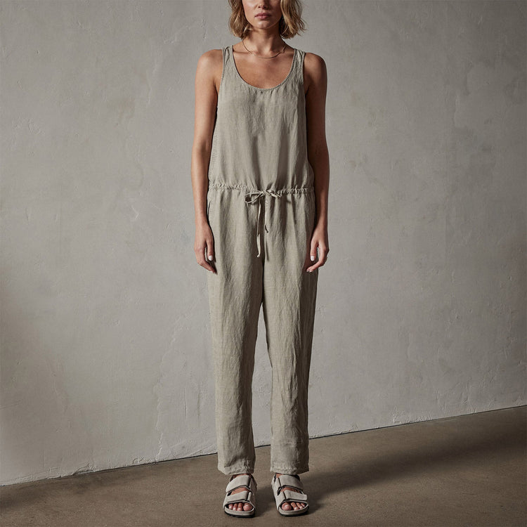 Tencel Linen Blend Romper in Silt Pigment | James Perse Los Angeles