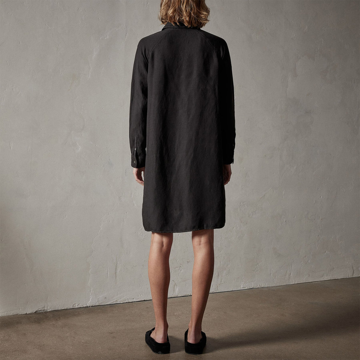 Pacific Linen Shirt Dress in Black | James Perse Los Angeles
