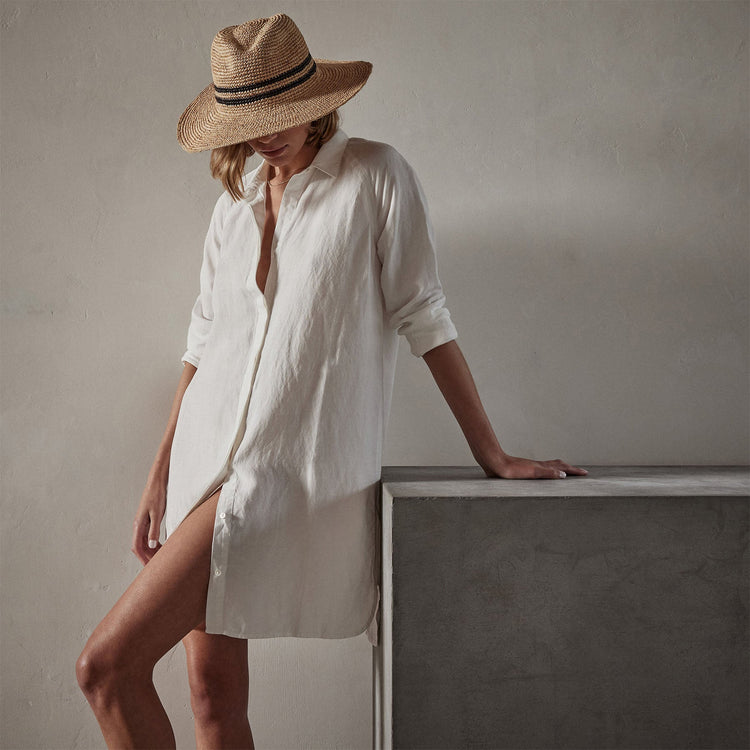 Pacific Linen Shirt Dress in Everest White Pigment | James Perse Los Angeles