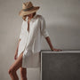 Pacific Linen Shirt Dress in Everest White Pigment | James Perse Los Angeles