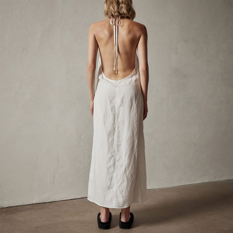 Zuma Linen Halter Dress in Everest White Pigment | James Perse Los Angeles