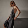 Zuma Linen Halter Dress in Magma Pigment | James Perse Los Angeles