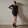 Cotton Cashmere Bateau Dress in Black | James Perse Los Angeles
