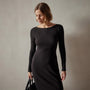 Cotton Cashmere Bateau Dress in Black | James Perse Los Angeles