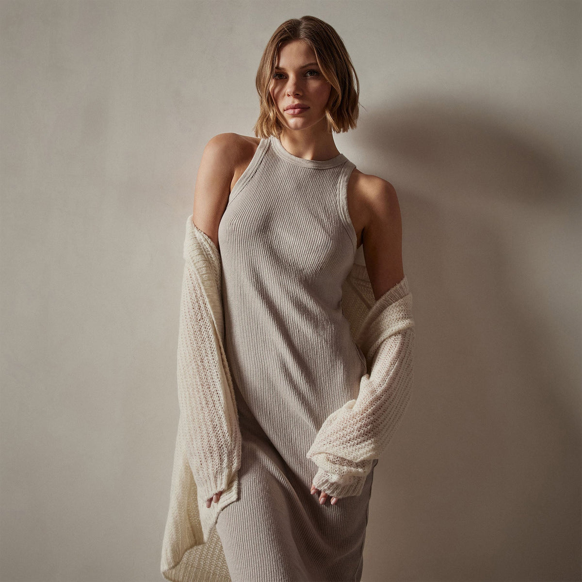 Cotton Cashmere Tank Dress in Toast | James Perse Los Angeles