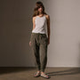 Linen Mixed Media Pant in Army Green | James Perse Los Angeles