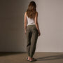 Linen Mixed Media Pant in Army Green | James Perse Los Angeles