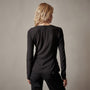Sheer Slub Long Sleeve V Neck Tee in Black | James Perse Los Angeles