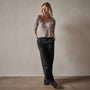 Sheer Slub Long Sleeve V Neck Tee in Dapple | James Perse Los Angeles