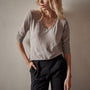 Sheer Slub Long Sleeve V Neck Tee in Dapple | James Perse Los Angeles