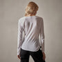 Sheer Slub Long Sleeve V Neck Tee in White | James Perse Los Angeles