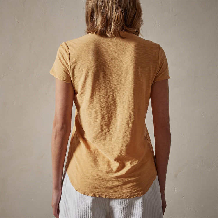 Sheer Slub Crew Neck Tee in Apricot | James Perse Los Angeles 