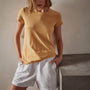 Sheer Slub Crew Neck Tee in Apricot | James Perse Los Angeles 