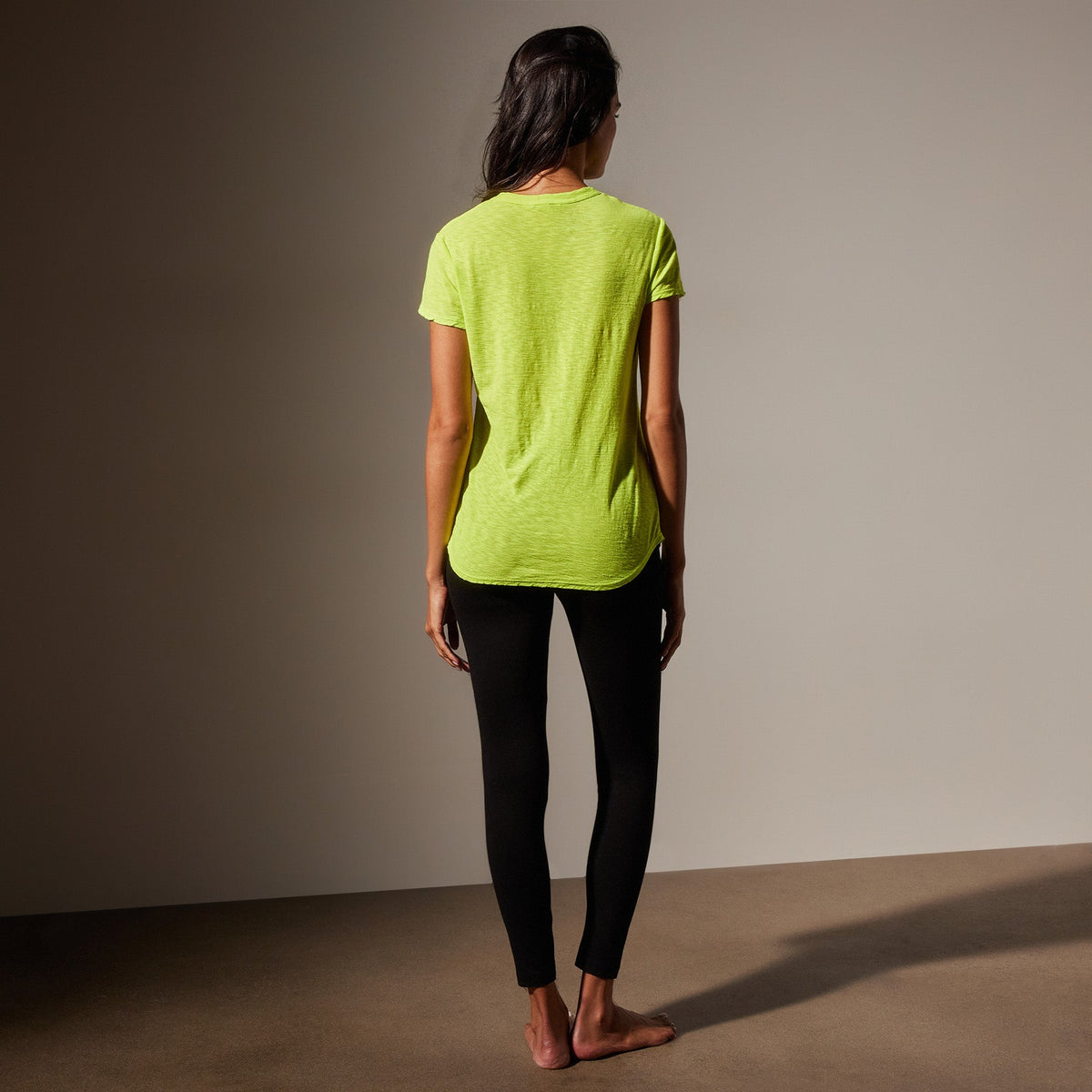 Sheer Slub Crew Neck Tee in Bright Neon | James Perse Los Angeles